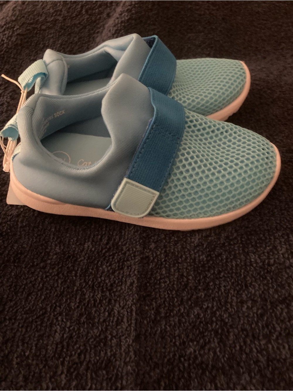Cat & Jack Light Blue Mesh Slip-On Water Shoes with Hook Strap